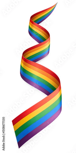 Fototapeta Rainbow pride ribbon swirl isolated on transparent background