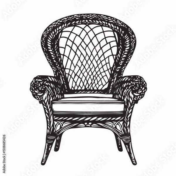 Fototapeta Wicker Chair Vector Art, Icons, and Graphics isolated on white background.