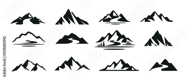 Obraz mountain silhouette icon set vector logo design	