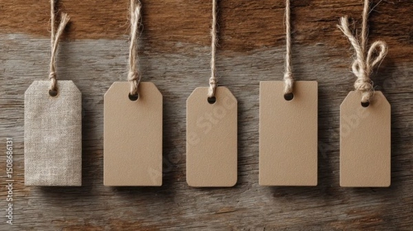 Fototapeta A stunning image of hangtag mockups, Hanging label tag mockup, favor tag mockup, wedding favor tag mockup, swing tag mockup &mdash; A versatile template for showcasing your.
