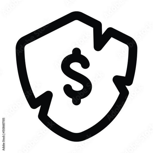 Fototapeta Simple Broken Shield outline icon. The icon can be used for websites, print templates, presentation templates, illustrations, etc	
