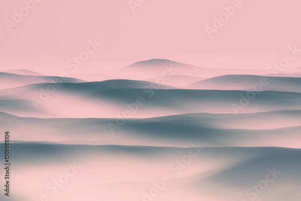 Fototapeta serene pastel minimal landscape background, 3d illustration