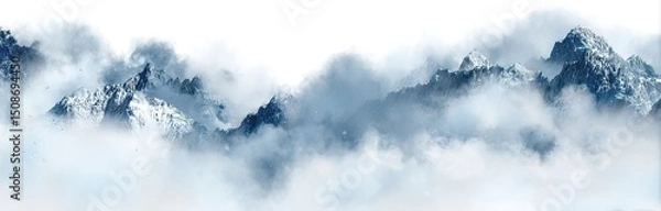 Obraz Misty Mountain Peaks Scenic View