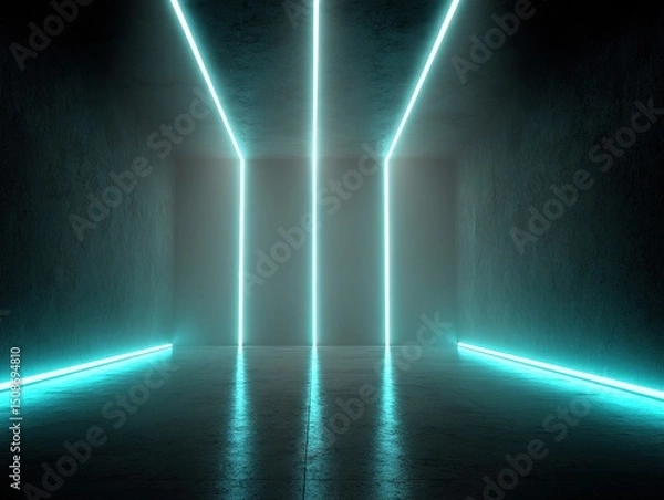 Obraz Abstract Neon Light Tunnel Interior Design