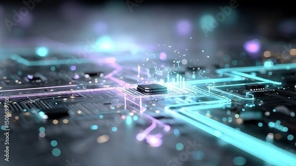 Obraz 미래형 회로 기판의 디지털 기술 비주얼 AI 생성