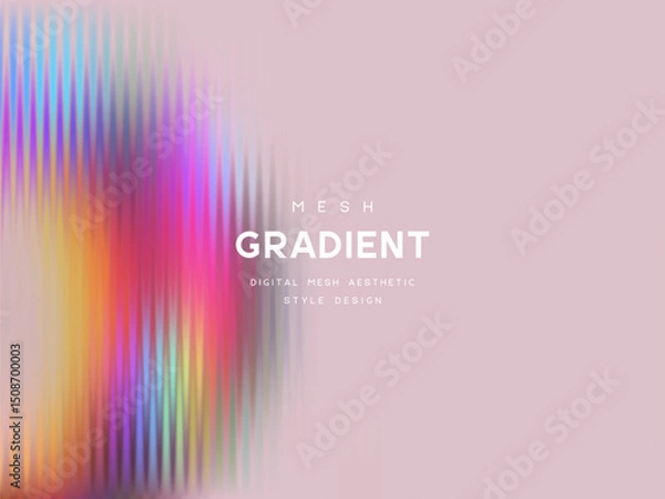 Fototapeta 3d glassmorphism glass with iridescent colors on the pastel pink. Abstract gradient background. Corrugated trendy texture. Vector illustration.