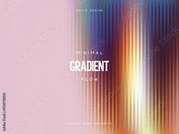 Fototapeta 3d glassmorphism glass with iridescent colors on the pastel pink. Abstract gradient background. Corrugated trendy texture. Vector illustration.