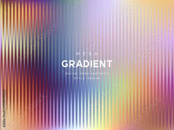 Fototapeta 3d glassmorphism glass with iridescent colors on the pastel pink. Abstract gradient background. Corrugated trendy texture. Vector illustration.