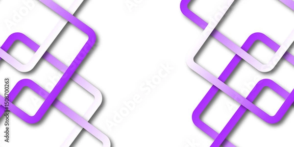 Fototapeta Abstract illustration of randomly arranged purple rectangle frames with soft shadows on white background. Glossy acrylic plate, element with light reflection and place for text. Vector illustration