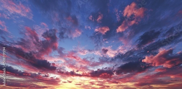 Obraz Dramatic Sunset Sky With Colorful Clouds