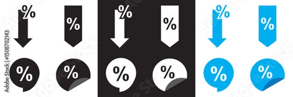 Fototapeta Discount  icons .  Offer, credit, price card, containing label, price tag, coupon, sale promotion,  etc.  Vector illustration. isolated on white and black background. EPS 10