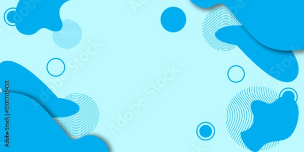 Fototapeta Abstract Blue Background with Blob and Circle Shapes. Minimal Abstract Geometric Blob Design.