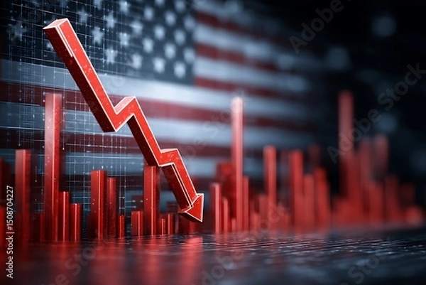 Obraz 미국 금융시장 침체와 주가 하락 AI 생성