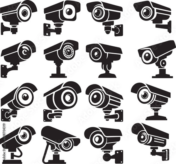 Fototapeta Variety of Security Camera Icons for Surveillance set