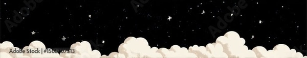 Obraz Pixelated Night Sky with Clouds