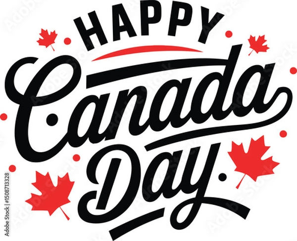 Obraz Happy Canada Day Calligraphy design vector illustration with White background
