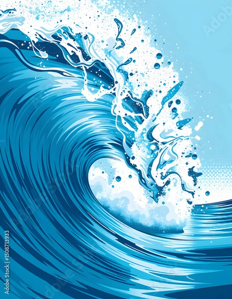Fototapeta "Dynamic abstract water splash motion", pop-art. with white shades