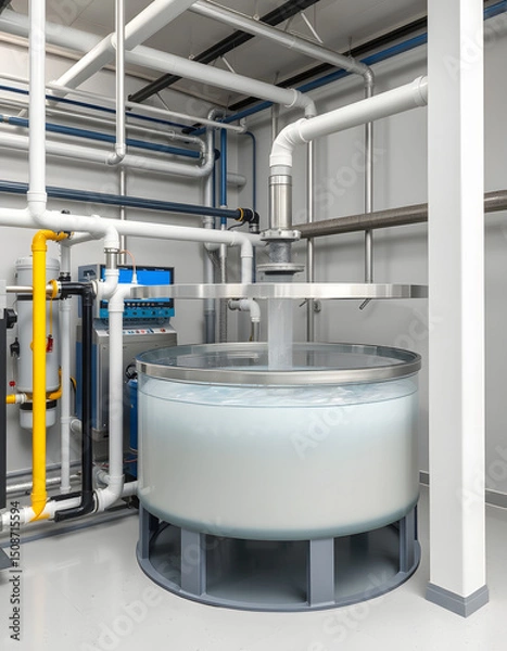 Fototapeta Enhanced solid-contact recirculation clarifier sedimentation system in water purification facilities for microbial control and safe drinking water distribution networks, studio photography. with whi