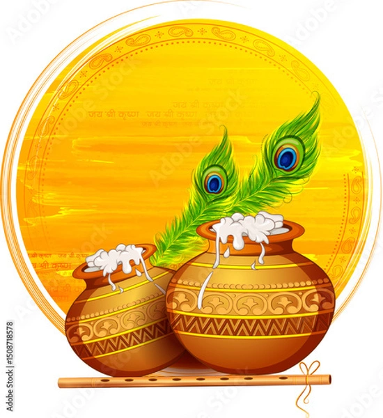 Obraz Dahi handi celebration in Happy Janmashtami festival background of India