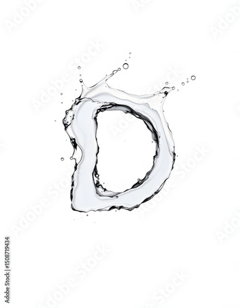 Fototapeta water splash forming the letter D against a clean white backdrop. with white shades