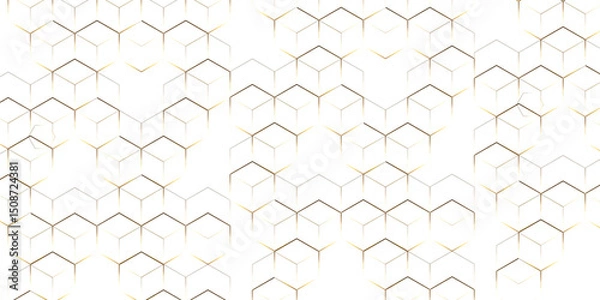 Fototapeta Abstract hexagon white background with shadow .golden background Futuristic blue neon honeycombs. Modern technology design. Vector illustration.