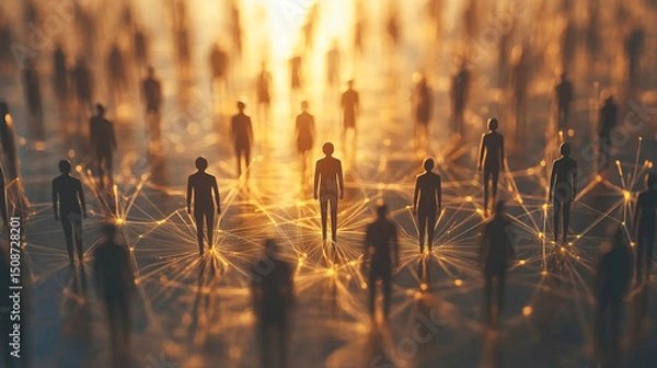 Obraz professional social network concept connected human figures representing business relationships and networking