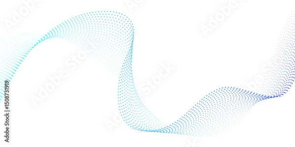 Fototapeta Abstract flowing wave of particles. Digital motion element for modern design. Technology background.