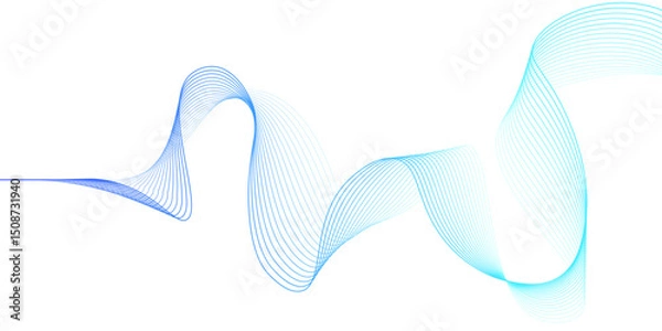 Fototapeta Abstract flowing wavy lines. Digital motion element for modern design. Technology  background.