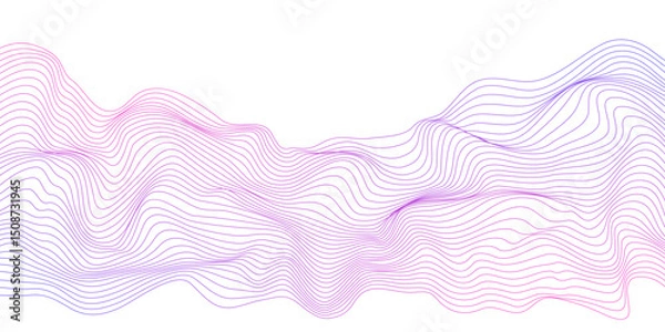 Fototapeta Abstract flowing wavy lines. Digital motion element for modern design. Technology background.