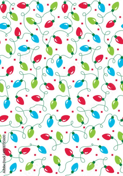 Obraz Seamless Christmas Light Bulbs For Gift Wrap And Fabric Print