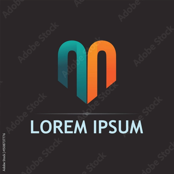 Fototapeta M Shaped Abstract Logo with Sleek Vector Design Style