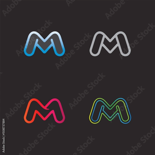 Fototapeta Gradient M Letter Logo in Minimal Vector Graphic Style