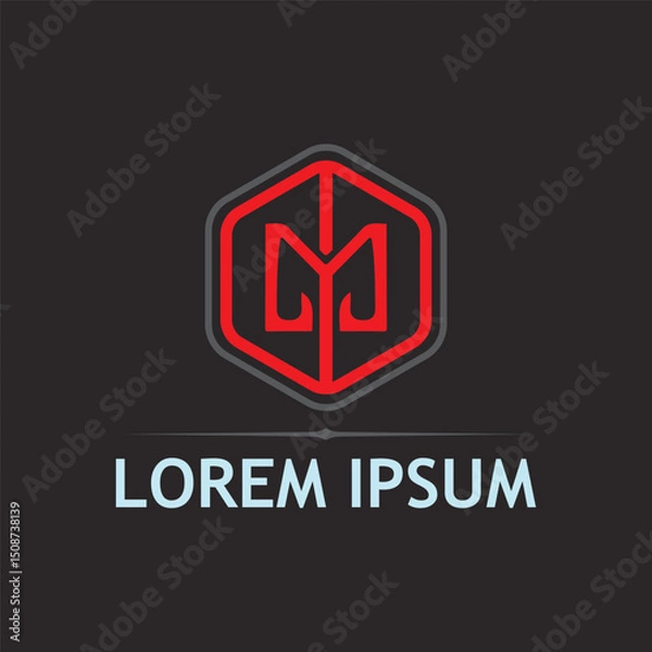 Fototapeta Stylish M Letter Logo with Geometric Vector Icon Design