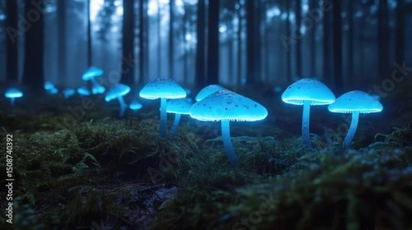 Obraz Glow Mushrooms Forest