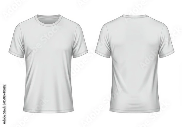 Fototapeta White t-shirt mockup: front and back view on white background for design templates