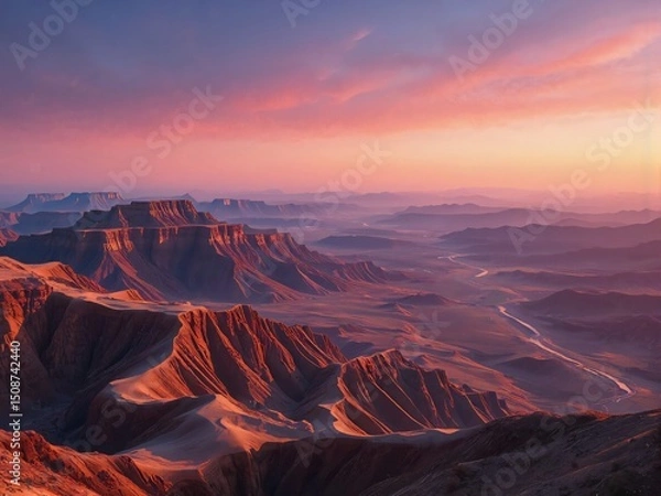 Obraz Sunset Over Desert Mountains Landscape
