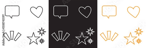 Fototapeta Doodle and sparkle icon.  Twinkle star, firework, cartoon explosion, dynamic light flash effect. Vector illustration. isolated on white and black background. EPS 10