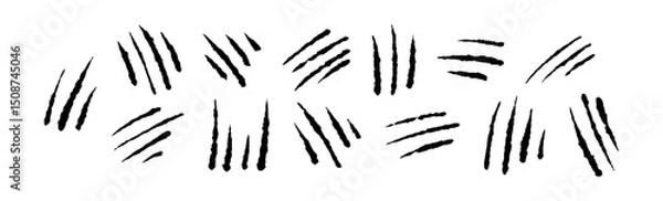 Obraz Cat scratch marks with isolated claw texture effect. Flat vector illustration isolated on white background.