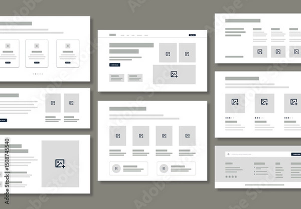 Obraz Modern Website Wireframe UI Layout for Web Design Projects