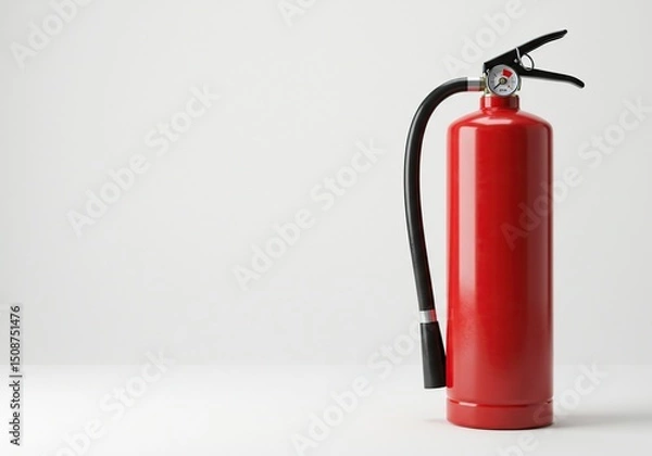 Obraz Red fire extinguisher against a plain white background