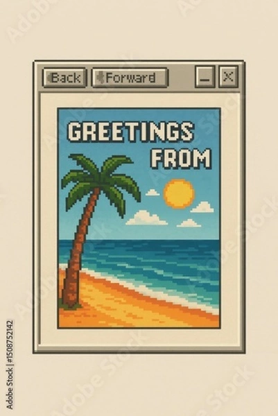 Fototapeta Retro Digital Beachscape