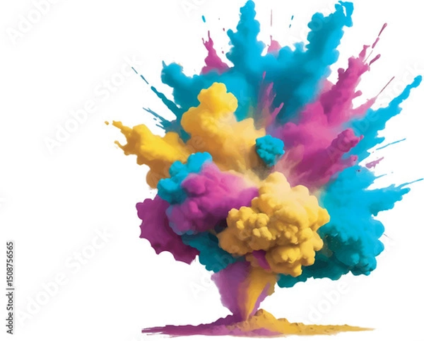 Obraz Colorful holi powder on white background. colorful vibrant rainbow holi paint color powder explosion with bright colors isolated white background.