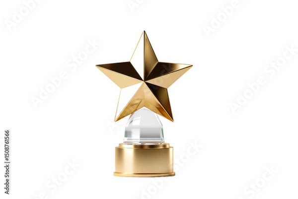Obraz Golden star trophy displayed on a transparent background