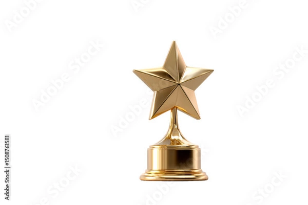 Obraz Golden star trophy with a shiny finish on a transparent background