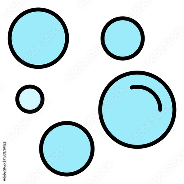 Fototapeta Water Bubbles Vector Icon Set: Soap Foam, Aqua, Cleanliness, Refreshment. Simple Line Art with Subtle Fill