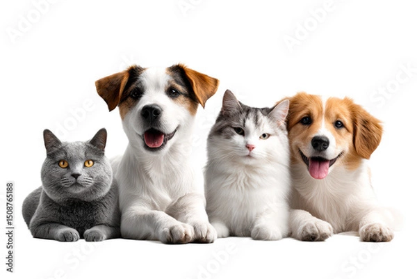 Obraz Pets posing together on a transparent background for a fun display