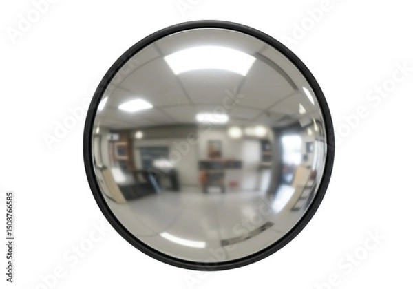 Obraz Round, highly reflective, chrome safety mirror