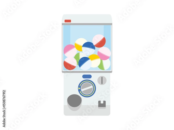 Fototapeta カプセルトイマシン(白)のイラスト素材　/ガチャガチャ本体、ガチャマシン