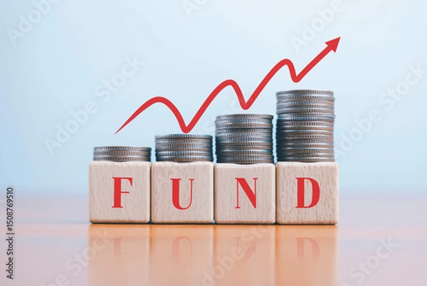 Fototapeta 	
wooden block The idea of ​​investing money in financial fund can help diversify risks and lead to the effective growth of the fund which aims to support innovative startups in the technology industr
