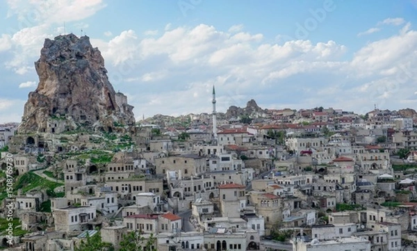 Obraz 01_A panorama of the colourful village of Ortahisar in Cappadocia, Turkey.